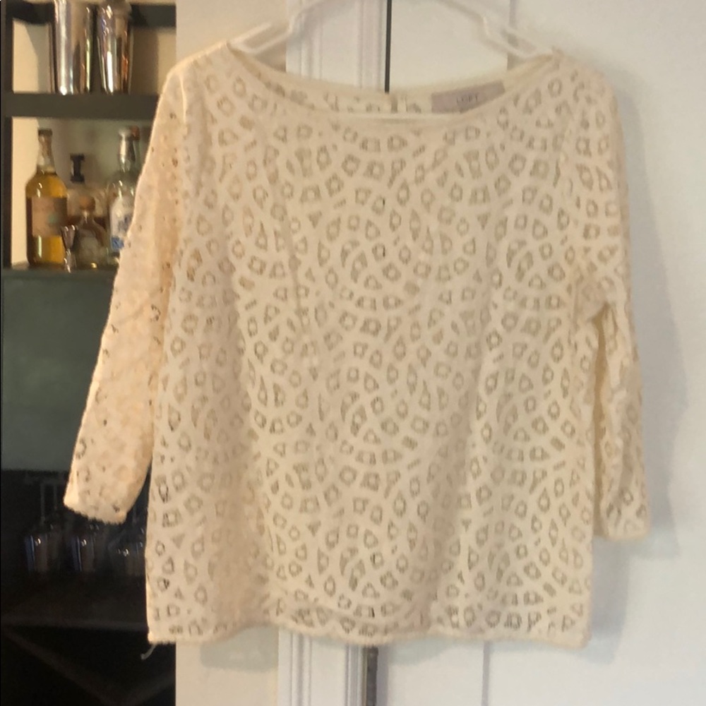LOFT cream lace blouse size small